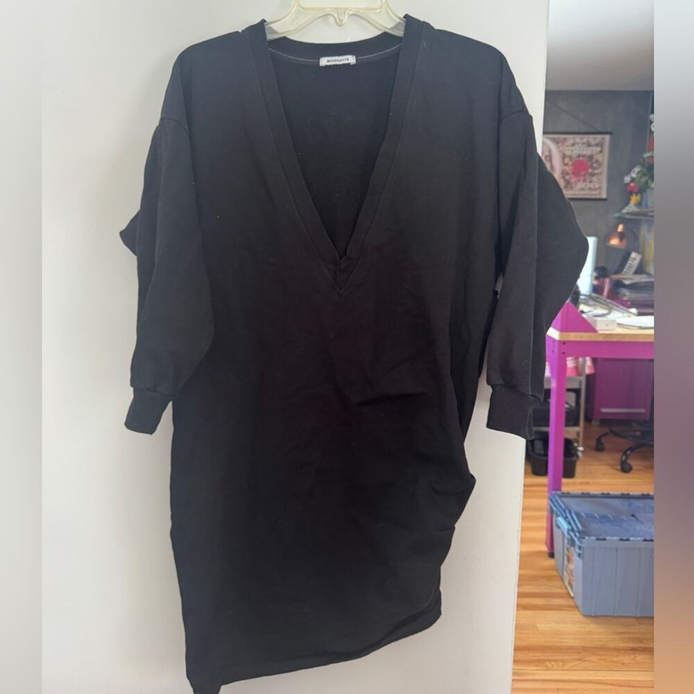 Monday12 Black V-Neck Long Sleeve Dress- XS